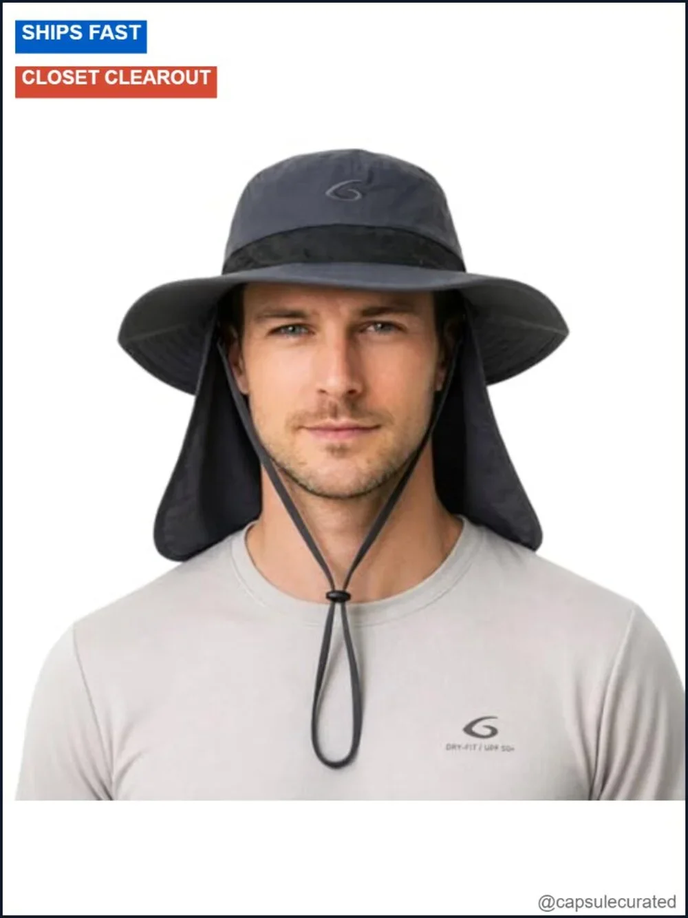 UPF 50+ Cooling Sun Hat with Neck Flap, Rollable Wide Brim, Fishing Beach Hiking